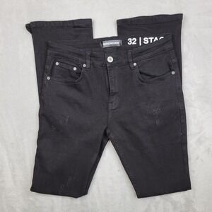 Serenade Jeans Mens 32 Slim Skinny Stacked Denim Pants Biker Distress Flex Adult